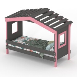 Hausbett DOLCE NIDO in Anthrazit/Rosa – Kinderbett und Jugendbett