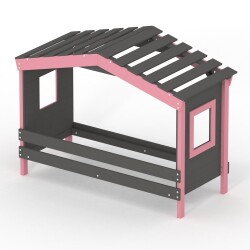 Hausbett DOLCE NIDO in Anthrazit/Rosa – Kinderbett und Jugendbett