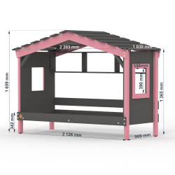 Hausbett DOLCE NIDO in Anthrazit/Rosa – Kinderbett und Jugendbett