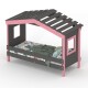 DOLCE NIDO lit enfant, lit de jeu, lit adolescent, maisonnette de jeu, pin massif, anthracite/rose sans étagère, sans lit gigogne