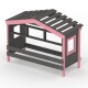DOLCE NIDO Kinderbett, Spielbett, Jugendbett, Spielhaus, massive Kiefer, Anthrazit/Rosa mit Regal ohne Ausziehbett