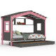 DOLCE NIDO childrens bed, play bed, youth bed, playhouse, solid pine, anthracite/pink with shelf and pull-out bed