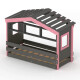 DOLCE NIDO childrens bed, play bed, youth bed, playhouse, solid pine, anthracite/pink with shelf and pull-out bed