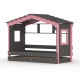 DOLCE NIDO childrens bed, play bed, youth bed, playhouse, solid pine, anthracite/pink with shelf and pull-out bed
