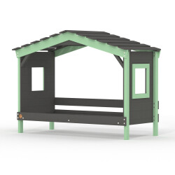 Hausbett DOLCE NIDO in Anthrazit/Grün – Kinderbett und Jugendbett
