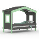 DOLCE NIDO childrens bed, play bed, youth bed, playhouse, solid pine, anthracite/green without shelf, without pull-out bed