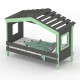 DOLCE NIDO childrens bed, play bed, youth bed, playhouse, solid pine, anthracite/green without shelf, without pull-out bed