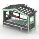 DOLCE NIDO childrens bed, play bed, youth bed, playhouse, solid pine, anthracite/green with shelf, without pull-out bed