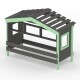 DOLCE NIDO childrens bed, play bed, youth bed, playhouse, solid pine, anthracite/green with shelf, without pull-out bed