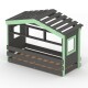 DOLCE NIDO letto per bambini, letto da gioco, letto per ragazzi, casetta da gioco, pino massiccio, antracite/verde con scaffale e letto estraibile