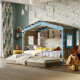 Hausbett DOLCE NIDO in Anthrazit/Blau – Kinderbett und Jugendbett