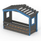 DOLCE NIDO lit enfant, lit de jeu, lit adolescent, maisonnette de jeu, pin massif, anthracite/bleu sans étagère, avec lit gigogne