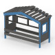 DOLCE NIDO childrens bed, play bed, youth bed, playhouse, solid pine, anthracite/blue with shelf, without pull-out bed