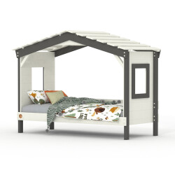 Hausbett DOLCE NIDO in Weiß/Anthrazit – Kinderbett und Jugendbett ohne Zubehör