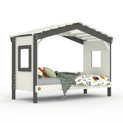 Hausbett DOLCE NIDO in Weiß/Anthrazit – Kinderbett und Jugendbett ohne Zubehör
