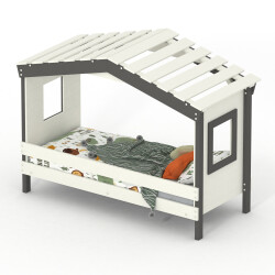 Hausbett DOLCE NIDO in Weiß/Anthrazit – Kinderbett und Jugendbett ohne Zubehör
