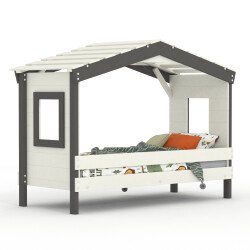 Hausbett DOLCE NIDO in Weiß/Anthrazit – Kinderbett und Jugendbett ohne Zubehör