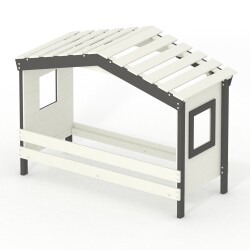 Hausbett DOLCE NIDO in Weiß/Anthrazit – Kinderbett und Jugendbett ohne Zubehör