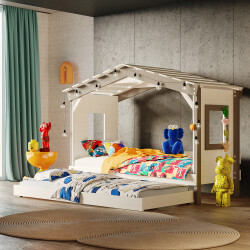 Hausbett DOLCE NIDO in Weiß/Anthrazit –...