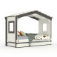 DOLCE NIDO lit enfant, lit de jeu, lit adolescent, maisonnette de jeu, pin massif, blanc/anthracite sans étagère, avec lit gigogne