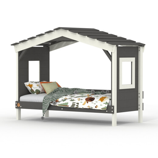Hausbett DOLCE NIDO in Anthrazit/Weiß – Kinderbett und Jugendbett