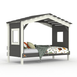 Hausbett DOLCE NIDO in Anthrazit/Weiß – Kinderbett und Jugendbett