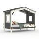 DOLCE NIDO childrens bed, play bed, youth bed, playhouse, solid pine, anthracite/white without shelf and without pull-out bed