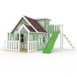 RUSTIKA VERDA - Spielhaus für Kinder mit Rutsche - Gartenspielhaus