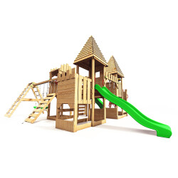 Torre da gioco - Castello dei cavalieri "EMBERFORT III" scivolo verde e altalene