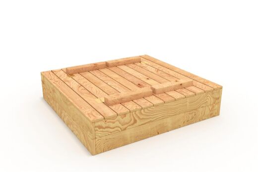 Sandkasten mit Abdeckung / Sitzbänken - 110x115cm - Sandbox + Deckel
