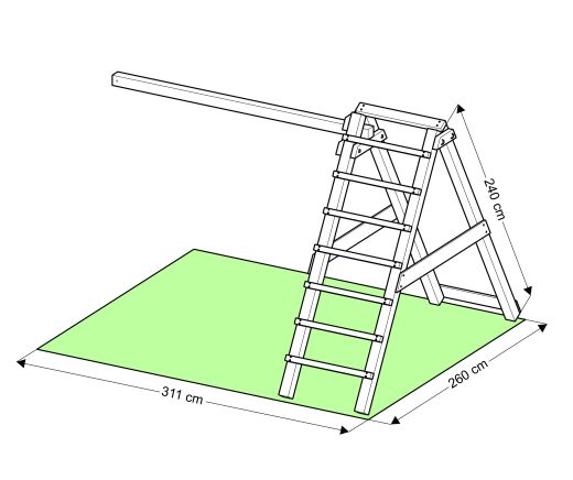Spielturm - Ritterburg M120 - Kletterturm, Rutsche, Kletterwand, Schaukel und Sandkasten doppelte Schaukel mit Kletternetz Grun