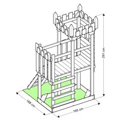 Playtower - Knights Castle "M120" - Climbing tower, climbing wall, blue slide, and swing