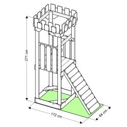 Play Tower - Castle "S" - Climbing Tower, Slide, Swing, Sandbox