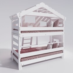 Hochbett ALPIN CHALET Doppelbett, Kinderbett, 120x200cm, weiß