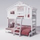 Hochbett ALPIN CHALET Doppelbett, Kinderbett, 120x200cm, weiß + Oberes Regal + Türchen