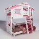Hochbett ALPIN CHALET Doppelbett, Kinderbett, 120x200cm, weiß/rosa Ohne Regale + Türchen