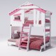 Hochbett ALPIN CHALET Doppelbett, Kinderbett, 120x200cm, weiß/rosa + Oberes Regal Ohne Türchen
