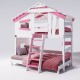 Hochbett ALPIN CHALET Doppelbett, Kinderbett, 120x200cm, weiß/rosa + Oberes Regal + Türchen