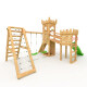 Playtower - Knights Castle "XL120" - 2x Climbing Towers, 2x Swings + Net, Green Slide, Bridge, Climbing Wall, and Sandbox