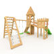 Play Tower - Knights Castle "XL120" - 2x Climbing Towers+Turrets, 2x Swings+Net, Green Slide, Bridge, Climbing Wall, and Sandbox