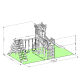Playtower - Knights Castle "XL150" - LONG Slide, 2x Towers, Bridge, Slide, Climbing Wall, and Sandbox, red Slide/Swing