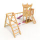 Play Tower - Knights Castle "M120" - Climbing Tower, Climbing Wall, Sandbox, Pink Slide and Swing