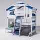Hochbett ALPIN CHALET Doppelbett, Kinderbett, 120x200cm, weiß/blau