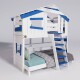 Hochbett ALPIN CHALET Doppelbett, Kinderbett, 120x200cm, weiß/blau