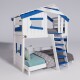 Hochbett ALPIN CHALET Doppelbett, Kinderbett, 120x200cm, weiß/blau Ohne Regale Ohne Türchen