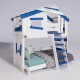 Hochbett ALPIN CHALET Doppelbett, Kinderbett, 120x200cm, weiß/blau Ohne Regale + Türchen