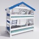 Hochbett ALPIN CHALET Doppelbett, Kinderbett, 120x200cm, weiß/blau + Unteres und oberes Regal + Türchen