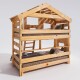 Hochbett ALPIN CHALET Doppelbett, Kinderbett, 120x200cm, naturbelassen + Unteres und oberes Regal + Türchen