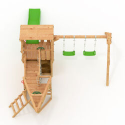 The XL150 Pirate Ship - Play Tower - Climbing Structure - Long Green Slide - Double Swing by BIBEX