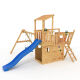 The XL150 Pirate Ship - Play Tower - Climbing Structure - Blue Slide - Double Swing by BIBEX